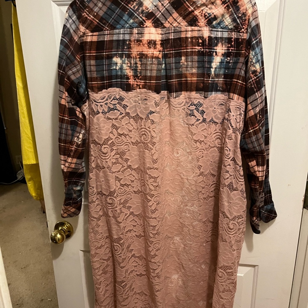 Brand new flannel  with lace back and matching t-shirt